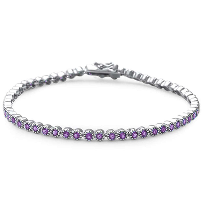 Elegant 7" Amethyst .925 Sterling Silver Bracelet