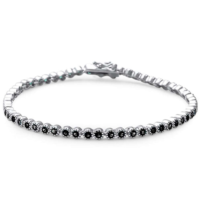 Elegant 7" Black Onyx .925 Sterling Silver Tennis Bracelet