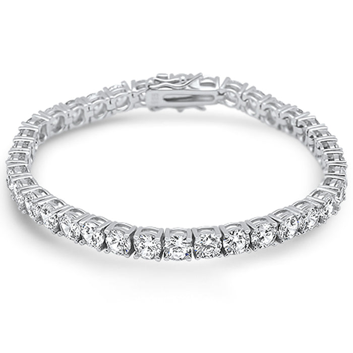 5MM Round Fine Cz .925 Sterling Silver Bracelet 7.25"