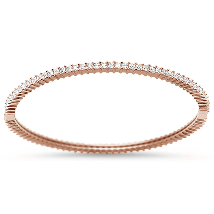 CLOSEOUT! 2MM Rose Gold Plated Princess Cut Cubic Zirconia .925 Sterling Silver Bracelet