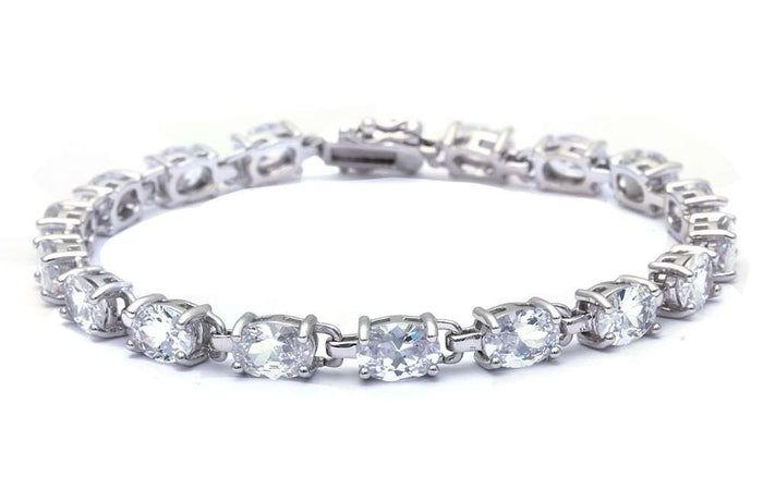 13.5CT Oval Cut Fine Cubic Zirconia .925 Sterling Silver Bracelet