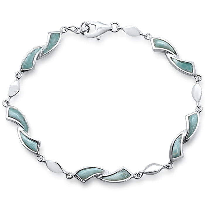 Natural Larimar .925 Sterling Silver Bracelet 7.5"