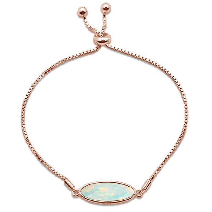 CLOSEOUT! New Rose Gold Plated White Opal .925 Sterling Silver Bracelet