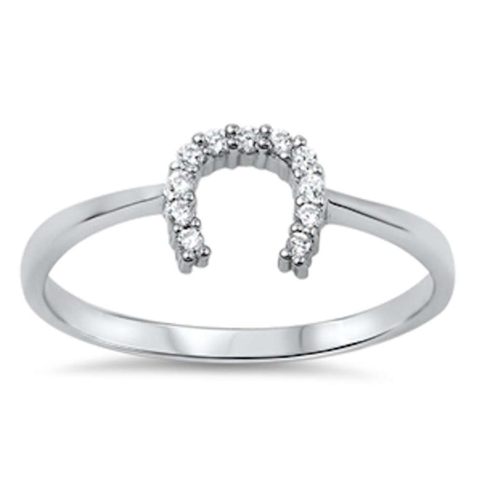 CLOSEOUT! Horse Shoe Cubic Zirconia .925 Sterling Silver Ring