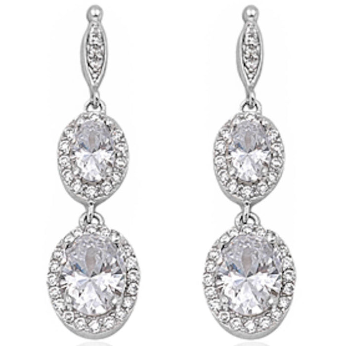 Cubic Zirconia .925 Sterling Silver Dangle Earrings