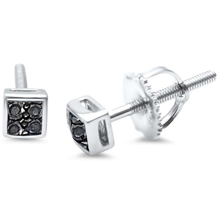 CLOSEOUT! Princess Cut Black Onyx Micro Pave .925 Sterling Silver Earring