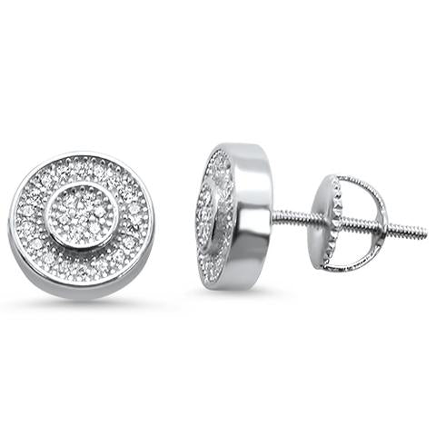 9MM Round Halo CZ .925 Sterling Silver Stud Earrings