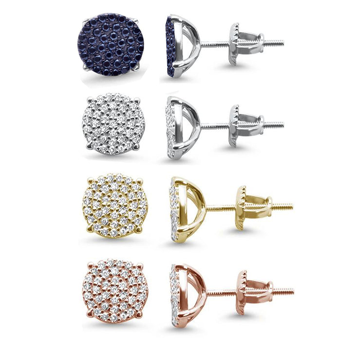 8MM Micro Pave Round CZ .925 Sterling Silver Stud Earrings