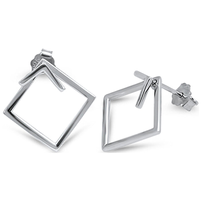 CLOSEOUT! Plain Square Hoop .925 Sterling Silver Earrings