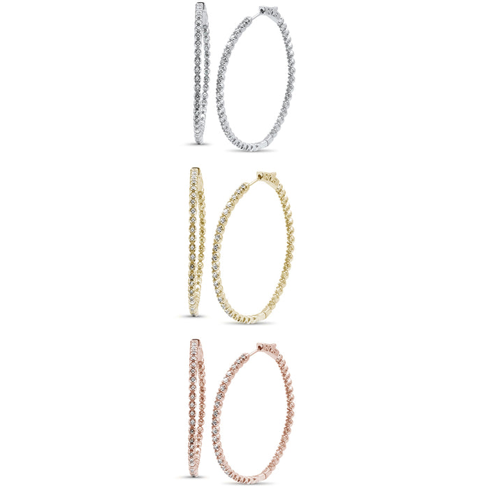 CLOSEOUT! 50mm Round Cubic Zirconia Hoop .925 Sterling Silver Earrings Colors Available!