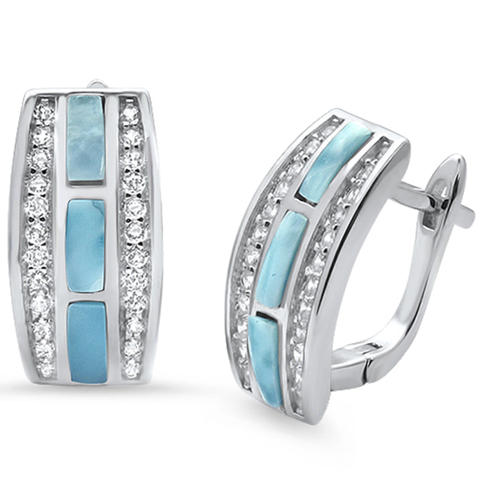New Natural Larimar .925 Sterling Silver Earrings