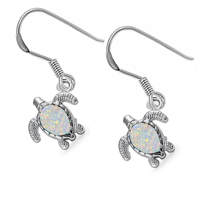 White Opal Turtle .925 Sterling Silver Earrings