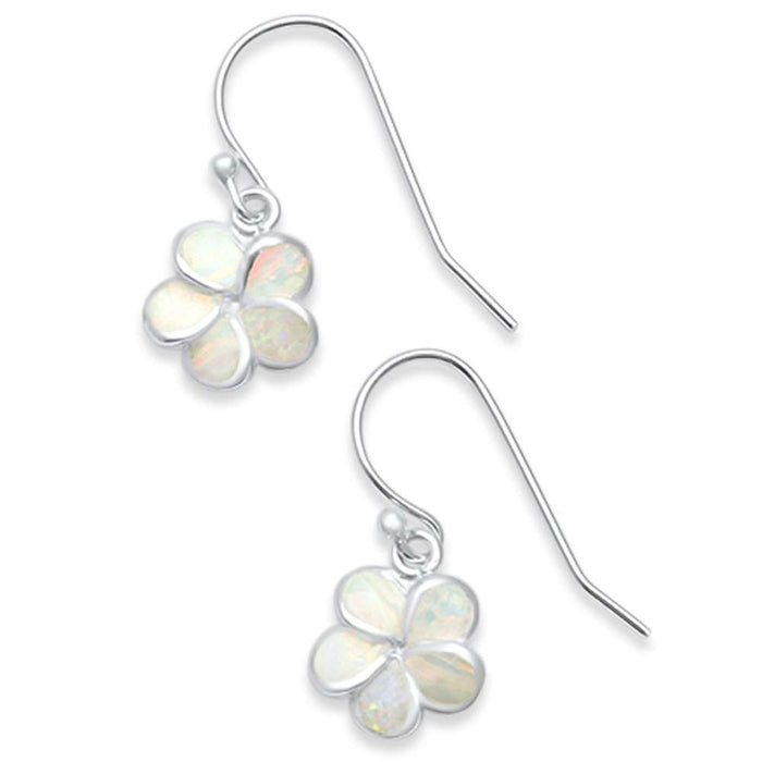 CLOSEOUT! Lab Created White Opal Plumeria .925 Sterling Silver Earrings
