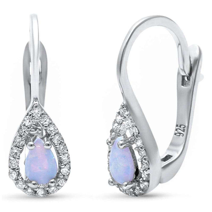 White Opal & Cubic Zirconia .925 Sterling Silver Earrings