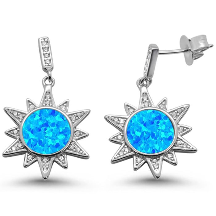 CLOSEOUT! Blue Opal Ocean Surf Celestial Sun .925 Sterling Silver Earrings