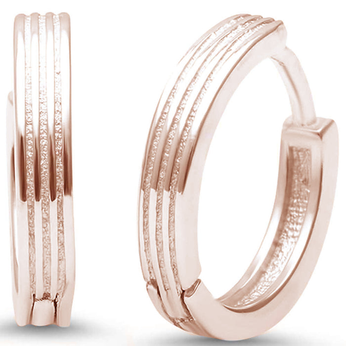 CLOSEOUT! Rose Gold Plated Plain .925 Sterling Silver Earrings