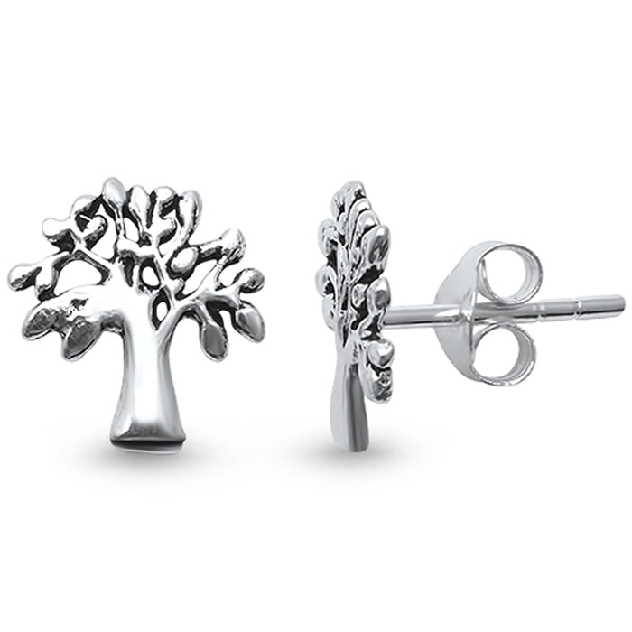 CLOSEOUT!Plain Tree of Life Studs .925 Sterling Silver Earrings