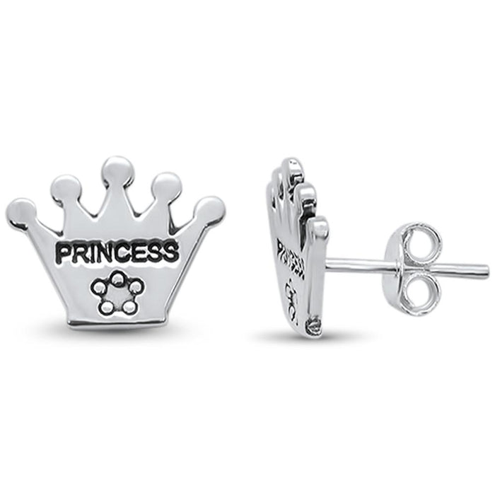 CLOSEOUT!Plain Princess Stud .925 Sterling Silver Earrings
