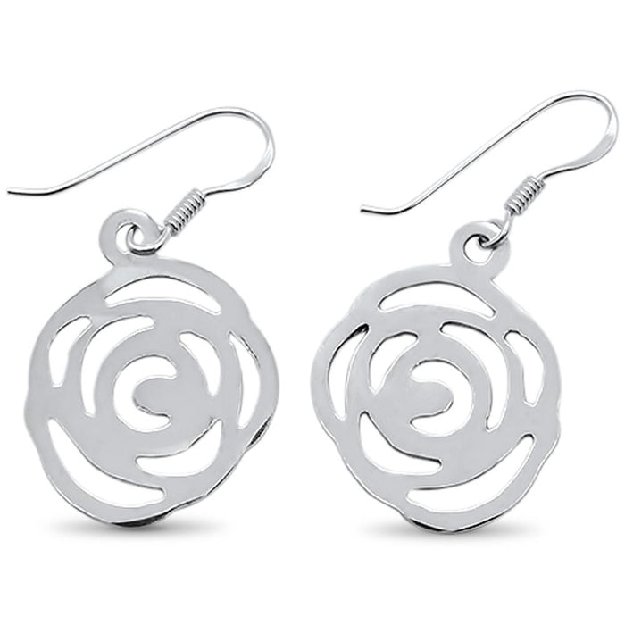 CLOSEOUT! Plain Flower Design Dangling .925 Sterling Silver Earrings