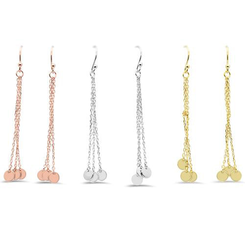 CLOSEOUT! Plain Hammered Disc Dangle .925 Sterling Silver Earrings