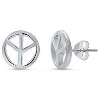 CLOSEOUT! Peace Sign .925 Sterling Silver Earrings