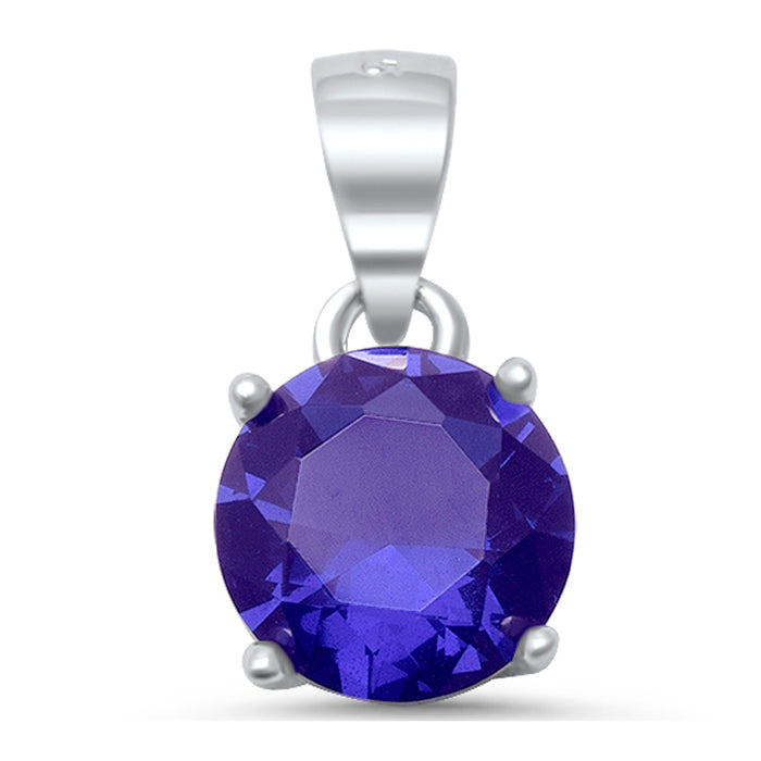 Round Tanzanite .925 Sterling Solitaire Pendant