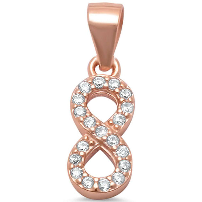CLOSEOUT! Rose Gold Plated Cz Infinity .925 Sterling Silver Pendant