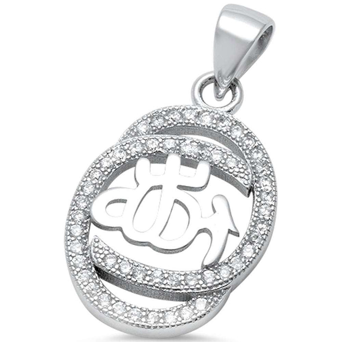 CLOSEOUT! Micro Pave Cz Allah .925 Sterling Silver Pendant