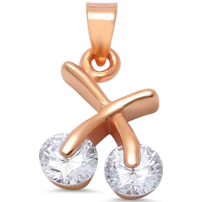 CLOSEOUT! Rose Gold Plated Cz .925 Sterling Silver Pendant