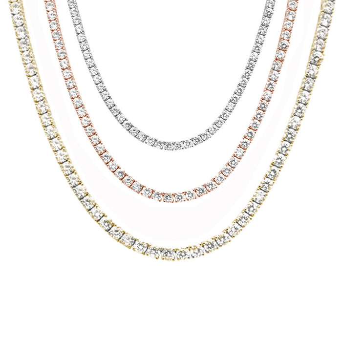6MM Round Cubic Zirconia Necklace .925 Sterling Silver 20"