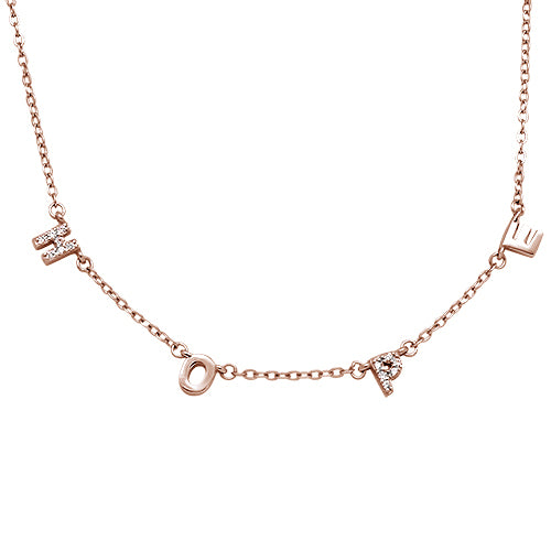 CLOSEOUT! Rose Gold Plated Cubic Zirconia Hope .925 Sterling Silver Necklace