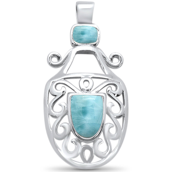 Natural Larimar .925 Sterling Silver Pendant