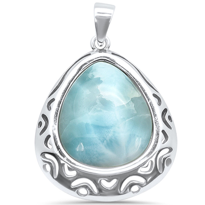 Natural Larimar .925 Sterling Silver Charm Pendant