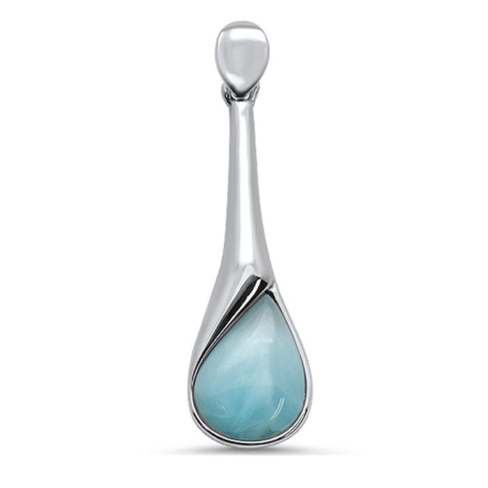 Long Drop Modern Natural Larimar .925 Sterling Silver Pendant