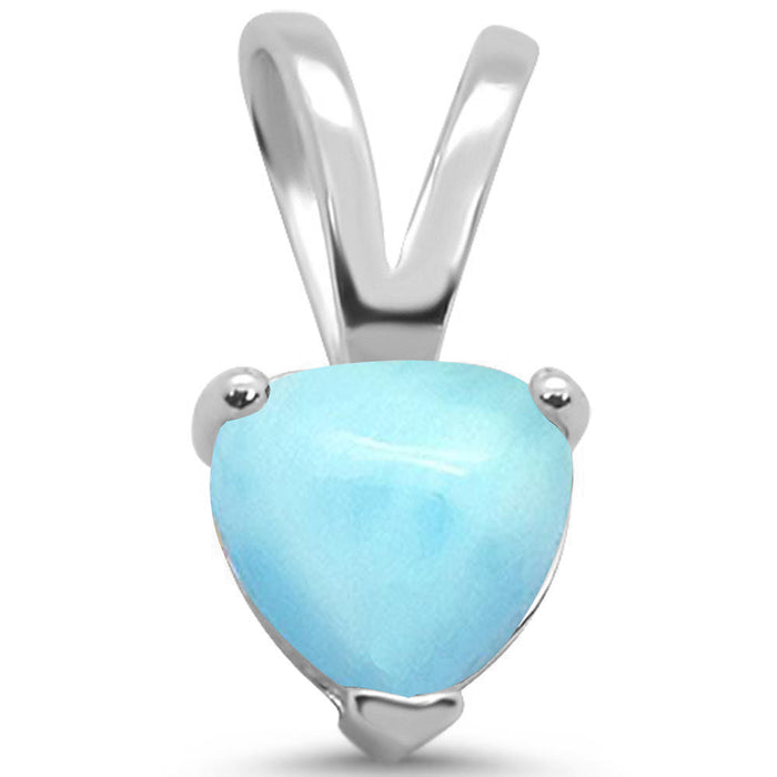 Natural Larimar Heart .925 Sterling Silver Pendant
