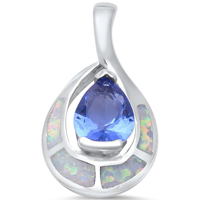 CLOSEOUT! White Opal & Tanzanite .925 Sterling Silver Pendant