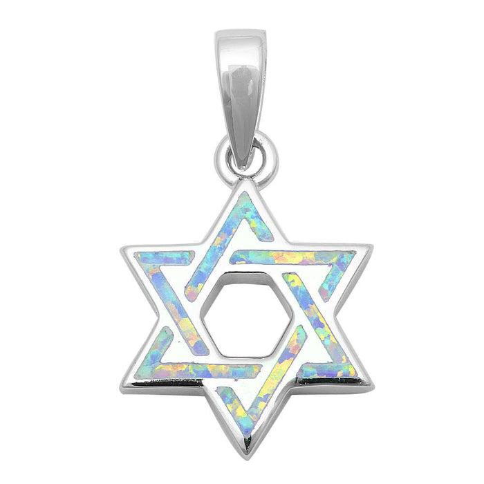CLOSEOUT! White Opal Star of David .925 Sterling Silver Pendant