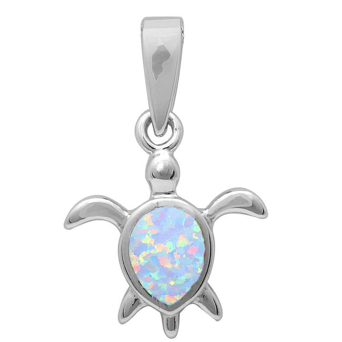 White Opal Turtle .925 Sterling Silver Pendant