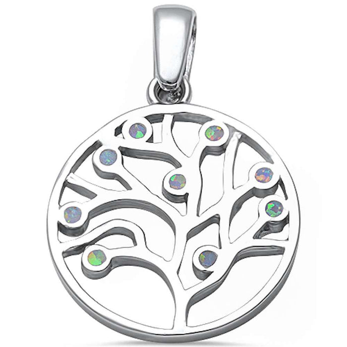 CLOSEOUT! White Opal Tree of Life .925 Sterling Silver Pendant
