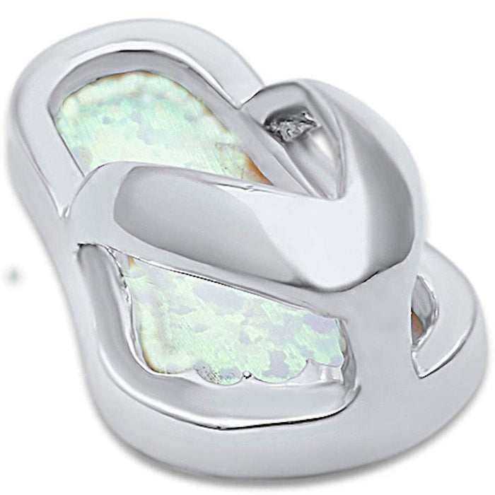 CLOSEOUT! White Opal Beach Sandal .925 Sterling Silver Pendant
