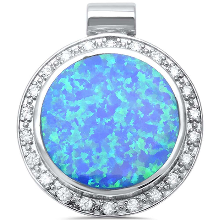 CLOSEOUT!Blue Opal CZ Slide .925 Sterling Silver Pendant