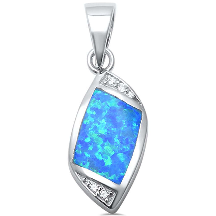 CLOSEOUT! Unique Blue Opal & CZ .925 Sterling Silver Pendant