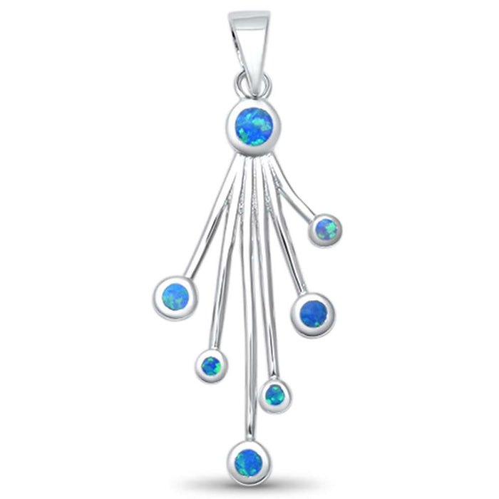 CLOSEOUT! Blue Opal Waterfalls .925 Sterling Silver Pendant