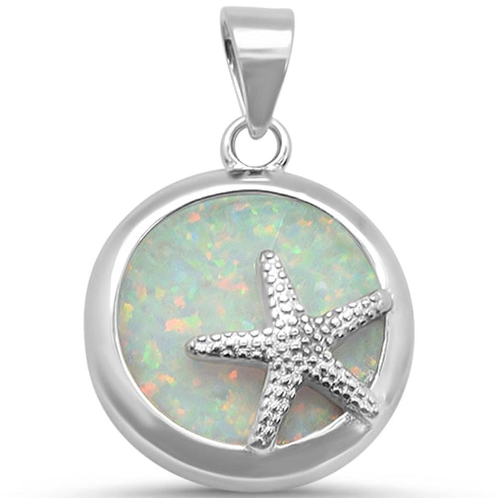 CLOSEOUT! Round White Opal .925 Sterling Silver Pendant