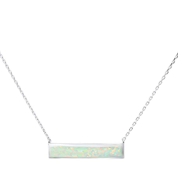 White Opal Bar .925 Sterling Silver Necklace