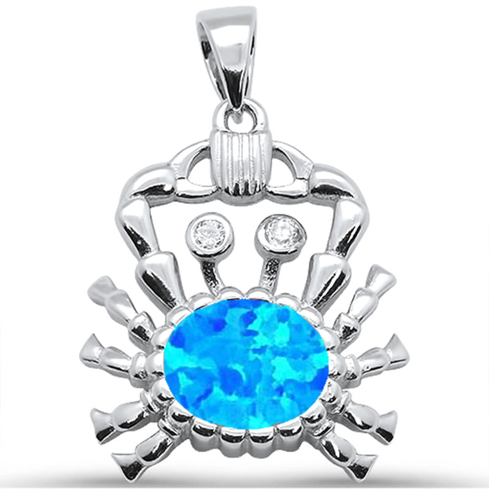 Blue Opal Crab .925 Sterling Silver Pendant