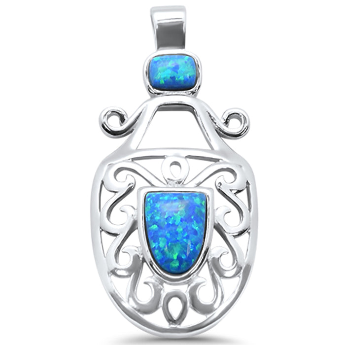 CLOSEOUT! Blue Opal .925 Sterling Silver Charm Pendant