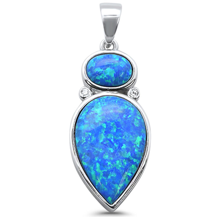 CLOSEOUT! Blue Opal .925 Sterling Silver Charm Pendant