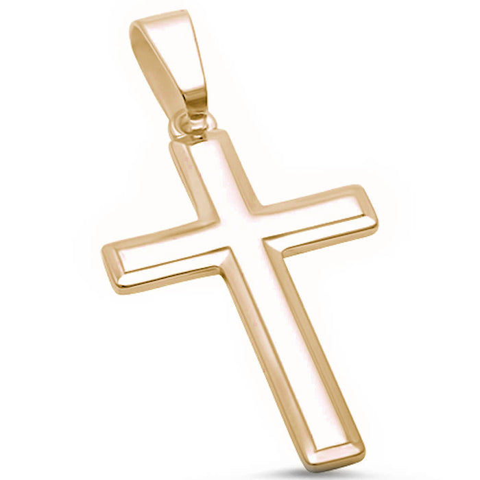 Yellow Gold Plated Solid Cross .925 Sterling Silver Pendant