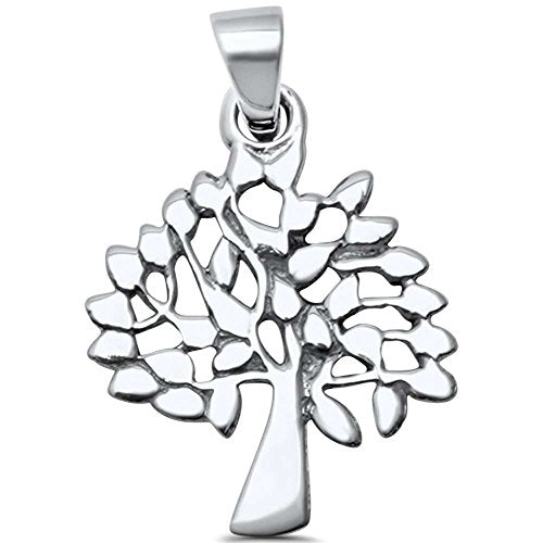 CLOSEOUT! Sterling Silver Plain Tree of Life Family Tree Charm Pendant